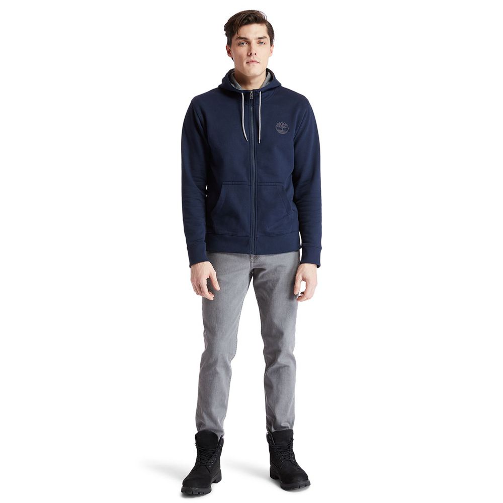 Timberland Mens Sweatshirts TBL® Full-Zip Logo - Navy - India YW9204156